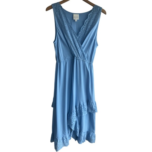 TRACY REESE x Anthropologie Carolina Eyelet Midi Dress | Light Blue Sleeveless M - Picture 3 of 10